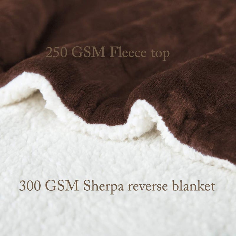 LBRO2M Sherpa Fleece Bed Blanket Twin Size Super Soft Fuzzy Plush Warm Cozy Fluffy Microfiber Couch Throw Velvet Double Reversible Luxurious Blankets,Brown - Image 4
